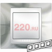 Рамка 4-ная сереб беж вставка, Unica Хамелеон в каталоге электрики 220.ru, артикул SCMGU66.008.510