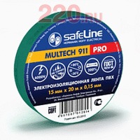 Изолента 15/10 зеленый, Safeline в каталоге электрики 220.ru, артикул SL-12119