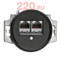 Розетка информационная двойная (2 х RJ45 Cat.6e) Thomas Hoof бакелит, цвет - черный в каталоге электрики 220.ru, артикул TH-100722