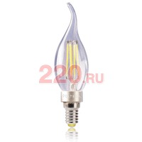 Лампа светодиодная свеча на ветру 4W (ЛН 40Вт) Е14 2800К Серия CRYSTAL. в каталоге электрики 220.ru, артикул VG1-CW1E14warm4W-F