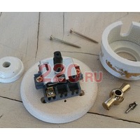 Ретро выключатели: керамика, поворотный, проходной. Белый, ручка «бронза», светлая подложка. Цион. в каталоге электрики 220.ru, артикул Z24-20-2