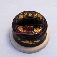 Ретро-выключатель 2 нагрузки: керамика, роторный. Коричн.+ золото, ручка полукруг, светл. подложка. в каталоге электрики 220.ru, артикул Z24-49-3z