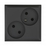 Розетка двойная без з/к, со шторками (черный бархат) FLAT в каталоге электрики 220.ru, артикул 843608-1