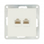 Розетка двойная компьютерная 2хRJ-45 кат.5е с накладкой (белый) FLAT в каталоге электрики 220.ru, артикул 846204-1
