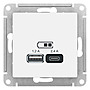 USB A+С, 5В/2,4 А, 2х5В/1,2 А, механизм, цвет — белый, SE AtlasDesign в каталоге электрики 220.ru, артикул ATN000139