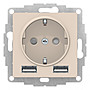 SO + USB Розетка A+A, 5В/2,4А, 2х5В/1,2А, механизм, цвет — бежевый, SE AtlasDesign в каталоге электрики 220.ru, артикул ATN000230