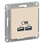 USB, 5В, 1 порт x 2,1 А, 2 порта х 1,05 А, механизм, цвет — бежевый, SE AtlasDesign в каталоге электрики 220.ru, артикул ATN000233