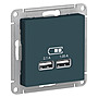 USB, 5В, 1 порт x 2,1 А, 2 порта х 1,05 А, механизм, цвет — изумруд, SE AtlasDesign в каталоге электрики 220.ru, артикул ATN000833