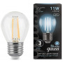 Gauss Лампа Filament Шар 11W 830lm 4100К Е27 LED в каталоге электрики 220.ru, артикул GSS-105802211