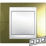 Рамка тройная золото бел вставка, Unica Хамелеон в каталоге электрики 220.ru, артикул SCMGU66.006.804